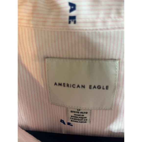 American Eagle Mens Long Sleeve Button Down Shirt AE Print‎ Pink Striped - Picture 4 of 5